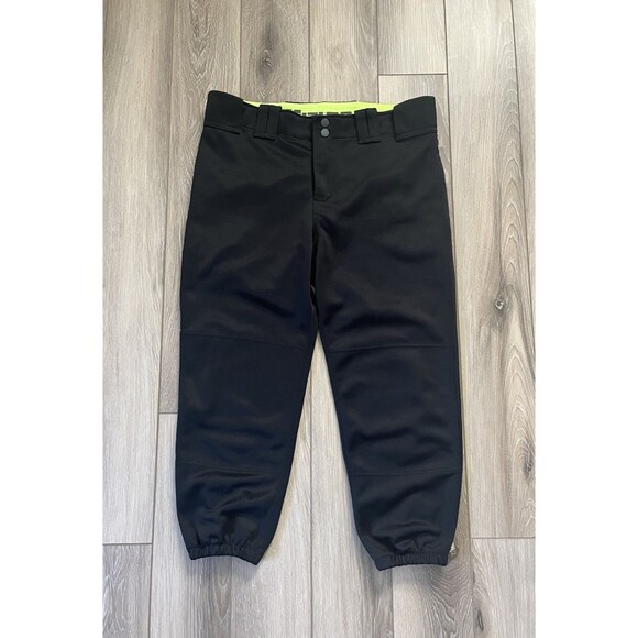 Mizuno Softball Pants Womens Medium Black 2 Snap Closure Elastic Bottom - Picture 1 of 8